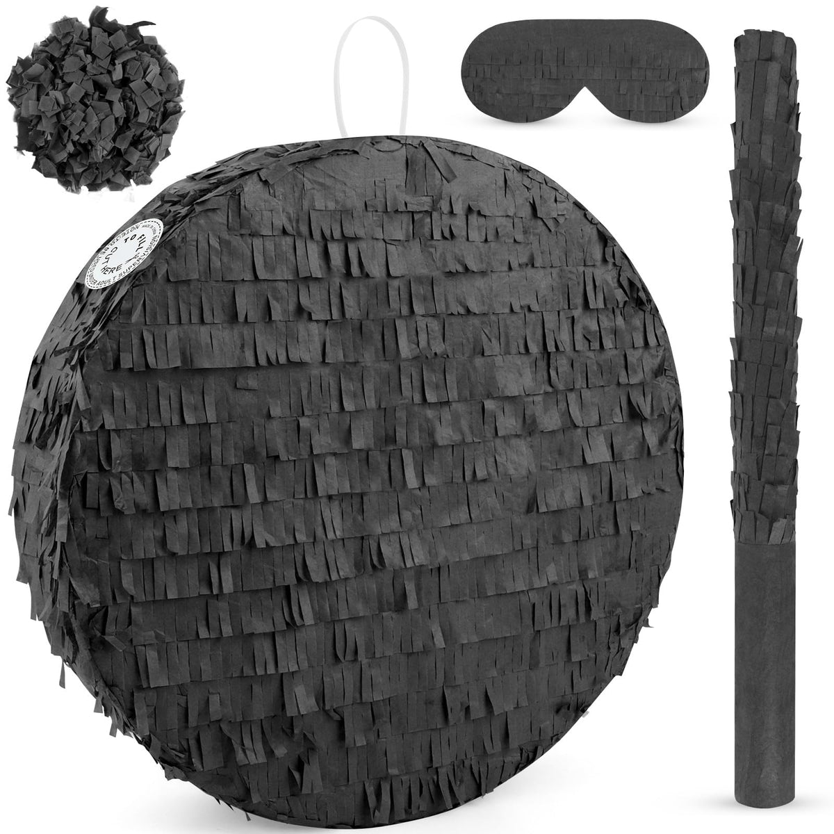 Abilat black round pinata package for festive party decoration and surprises.