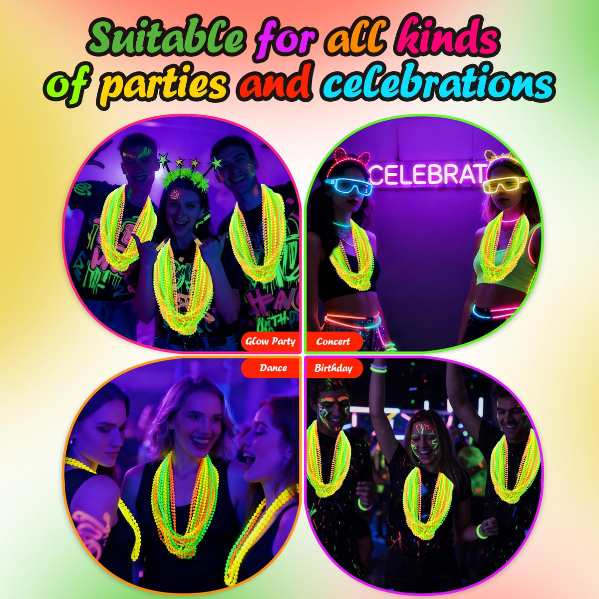 ABONDEVER glow beads for blacklight parties enhance outfits with sparkle