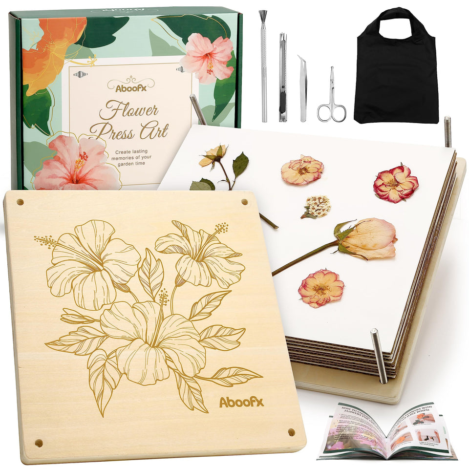 Aboofx Flower Press Kit 11x11 wooden press for flat drying