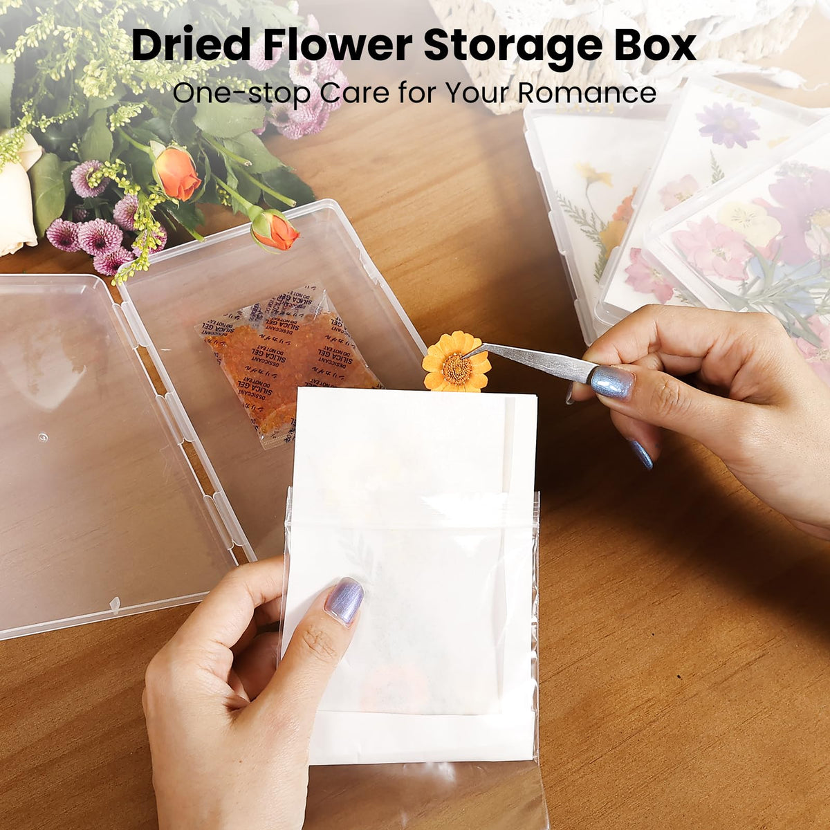 Aboofx ziplock bags block moisture to protect dried flowers' color.