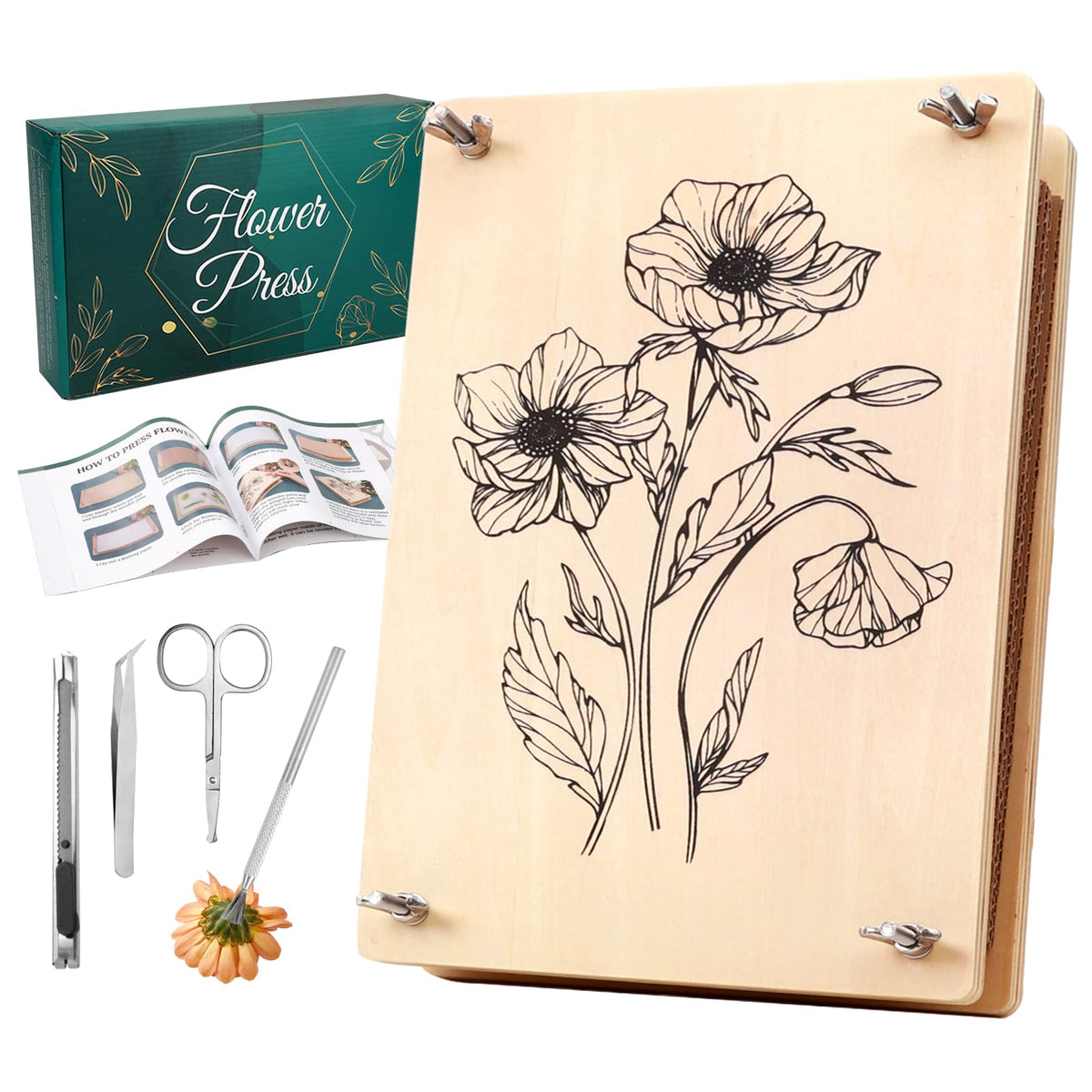 Aboofx large flower press kit box view for gifting and craft projects