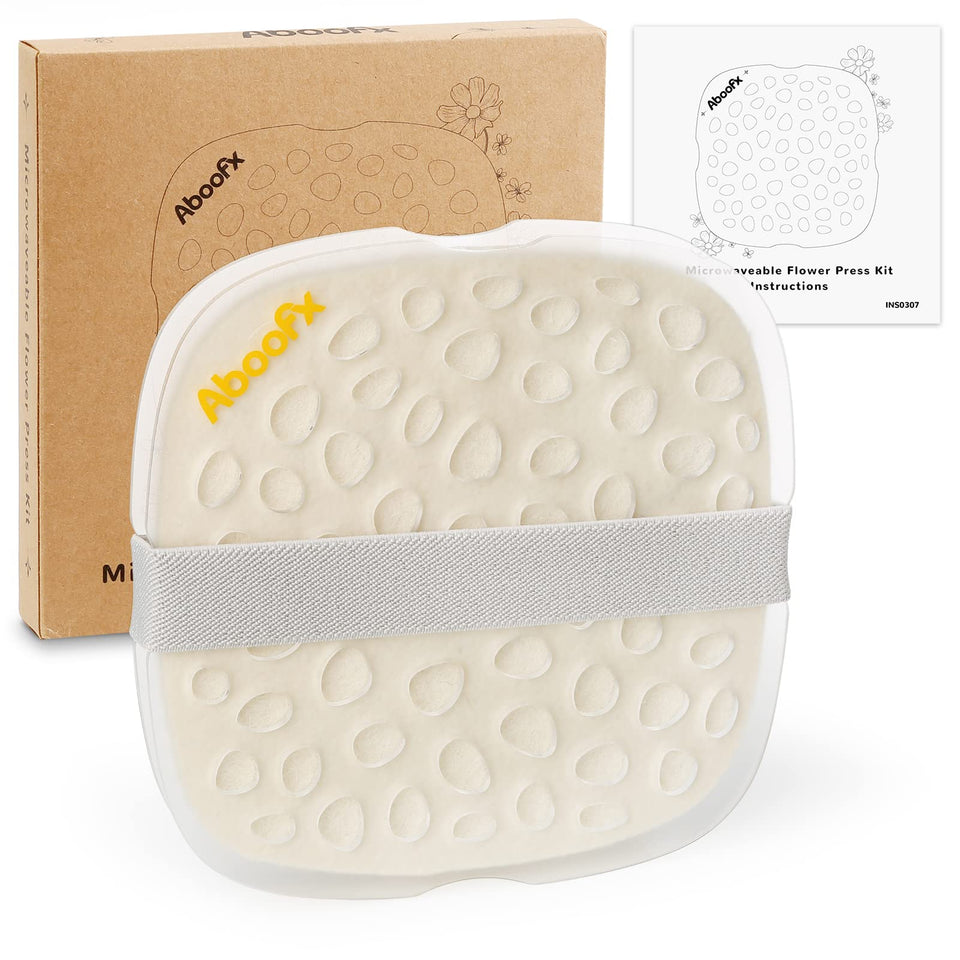 Aboofx microwave flower press kit setup shows compact design for quick-drying pressed art projects.