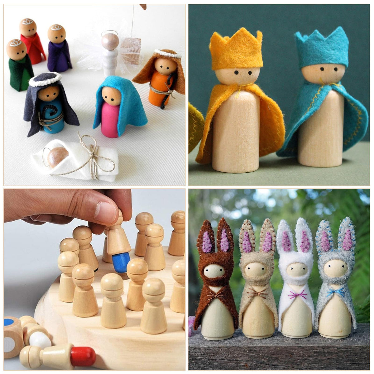 ABuff wooden figures set, versatile for birthdays and displays.