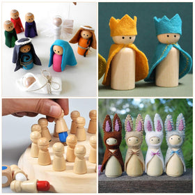 ABuff wooden figures set, versatile for birthdays and displays.