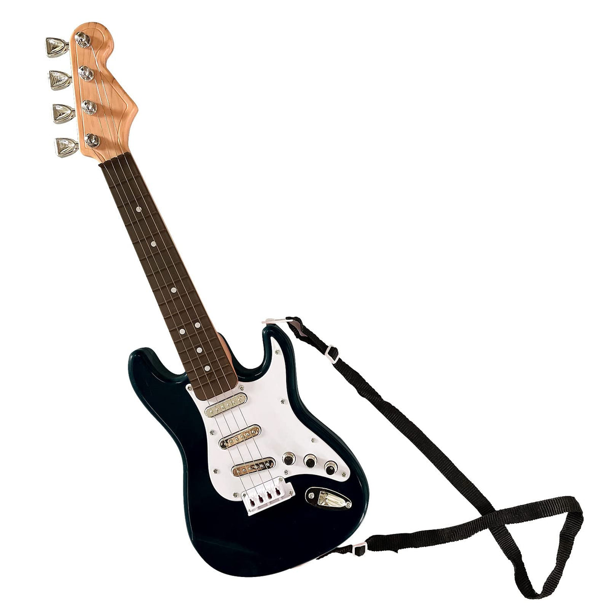 Abundant Financial Resources mini guitar 16-inch front view in black for beginner practice.