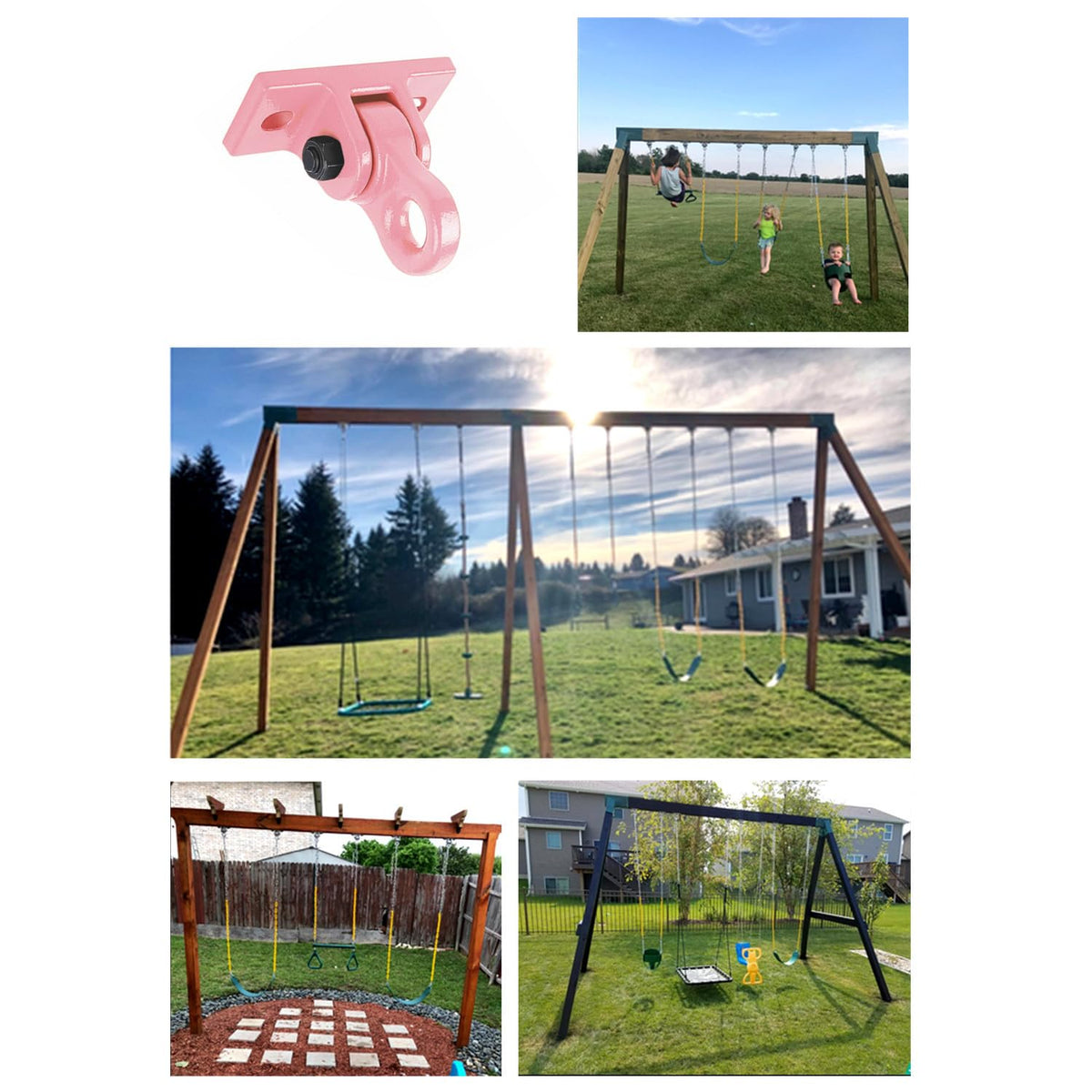 ABUSA heavy-duty pink swing hanger demonstrating high-load capacity