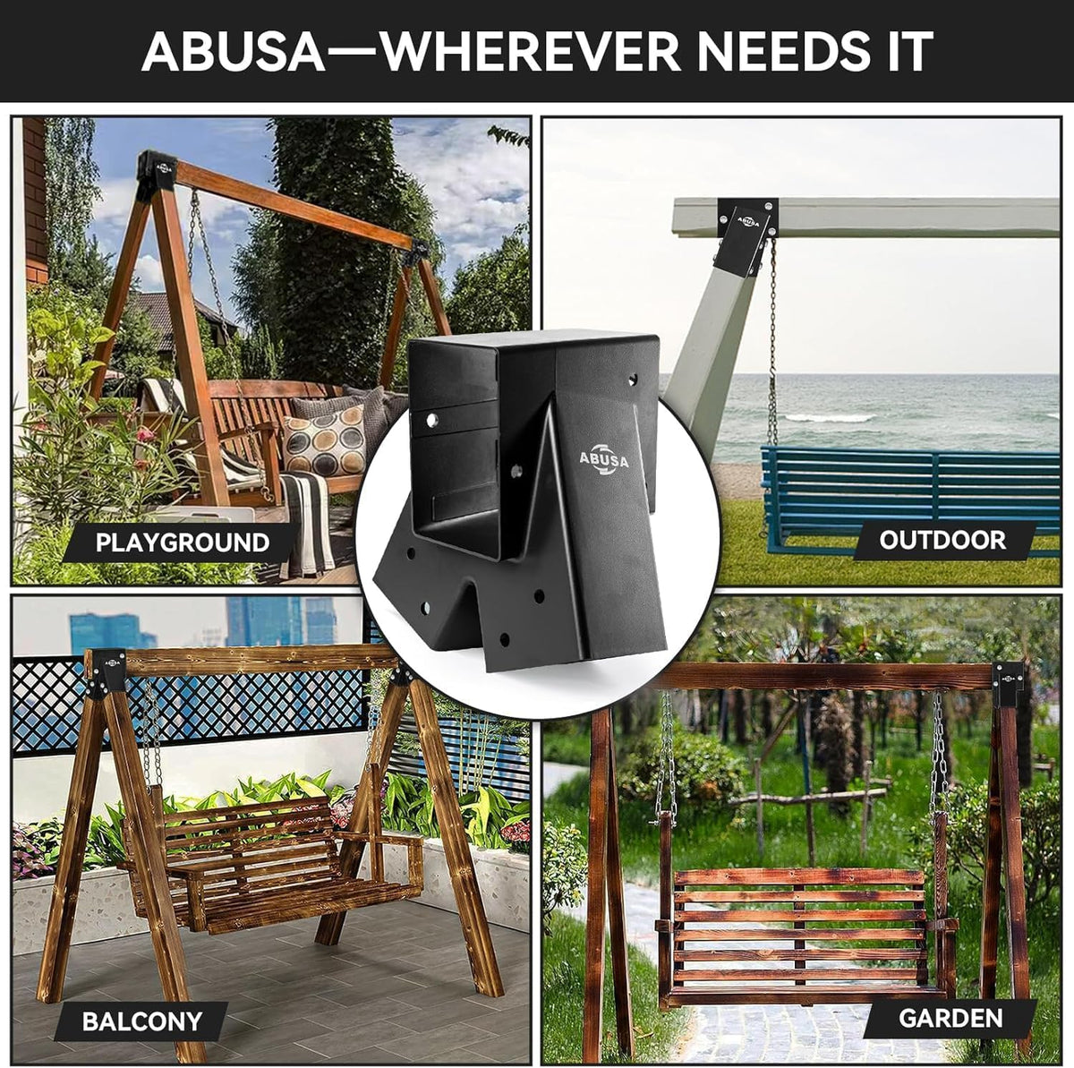 ABUSA backyard swing set kit ready for assembly