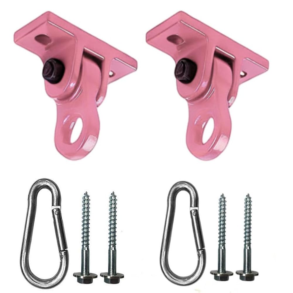 ABUSA heavy-duty pink swing hanger front view in rust-free aluminum for outdoor durability
