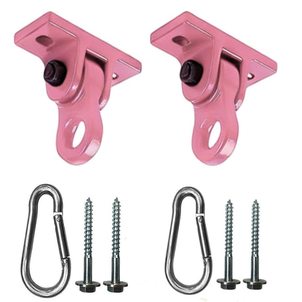 ABUSA heavy-duty pink swing hanger front view in rust-free aluminum for outdoor durability