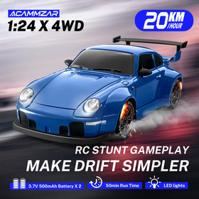 ACAMMZAR RC drift car 1:24 side view shows compact home racer.
