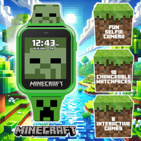 Accutime Minecraft Kids Smartwatch selfie camera and games boost fun and creativity on the go.