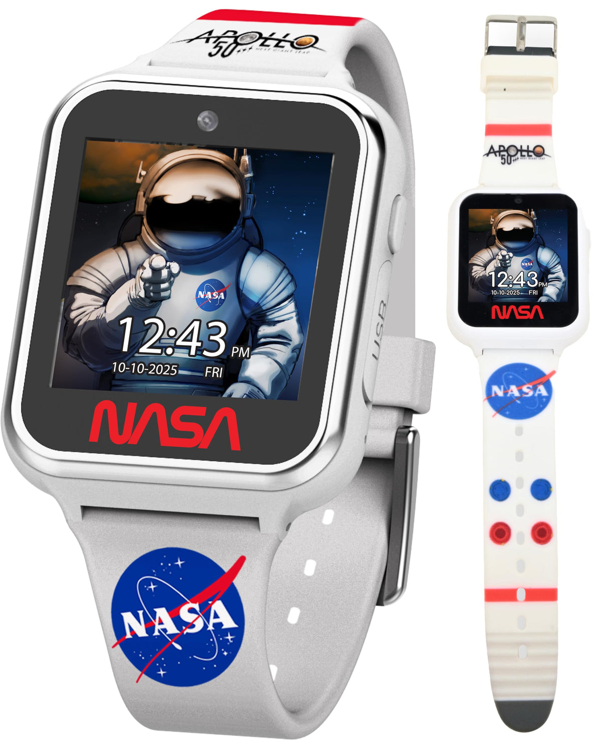 Accutime NASA Kids Watch front view showing durable design for daily space adventures.