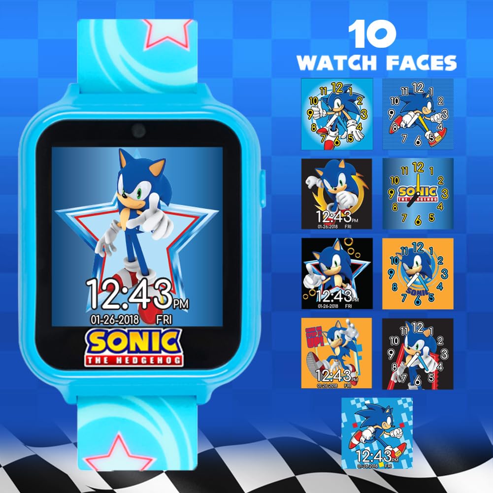 Accutime Sonic smartwatch games menu promotes engaging learning sessions.