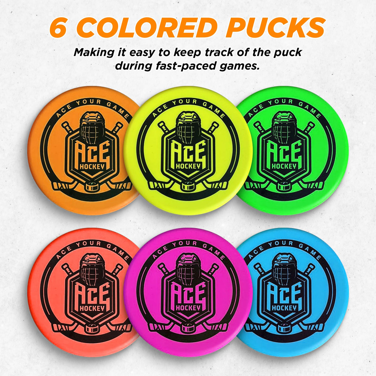 ACE HOCKEY foam pucks glide smoothly on hardwood for quiet practice