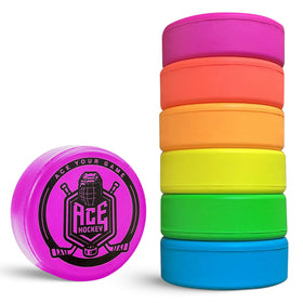 ACE HOCKEY foam pucks set of 6 ideal for safe indoor knee hockey on floors