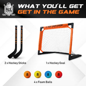 ACE HOCKEY shinny hockey set mini sticks for fast-paced fun