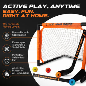 ACE HOCKEY shinny hockey set soft foam construction reduces noise