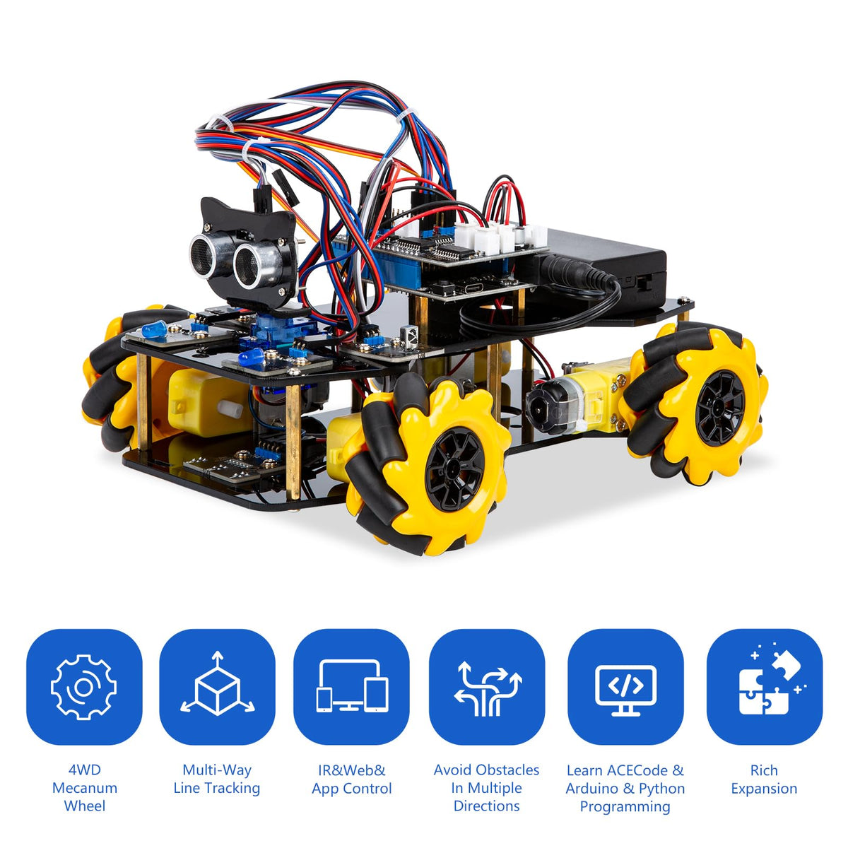 ACEBOTT ESP32 controller close-up highlighting beginner-friendly setup