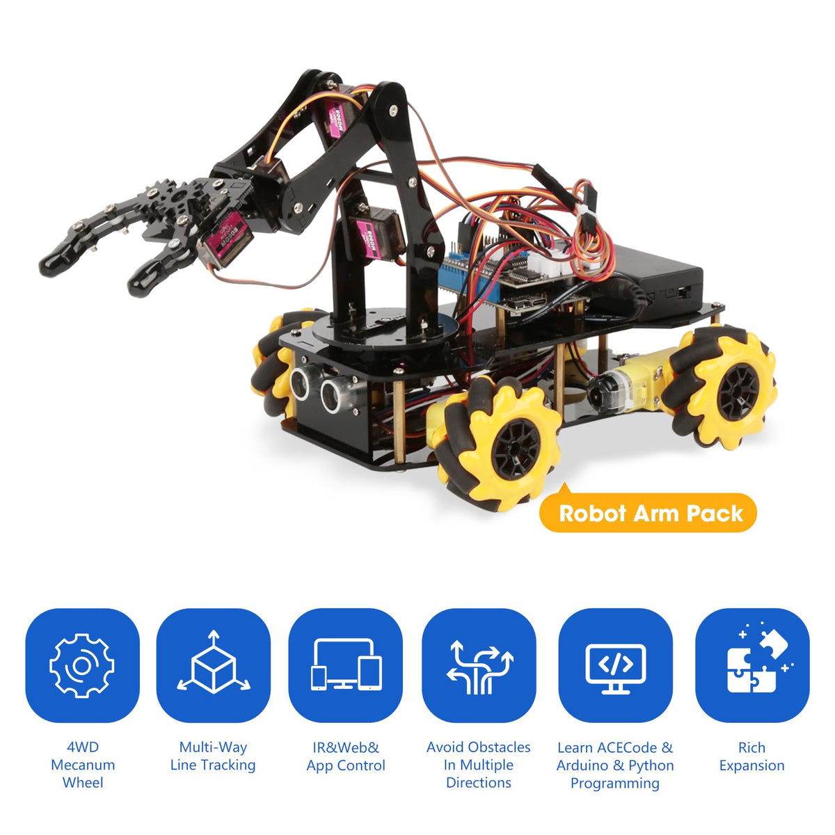 ACEBOTT omnidirectional mecanum wheel enables smooth multi-directional navigation for experiments.
