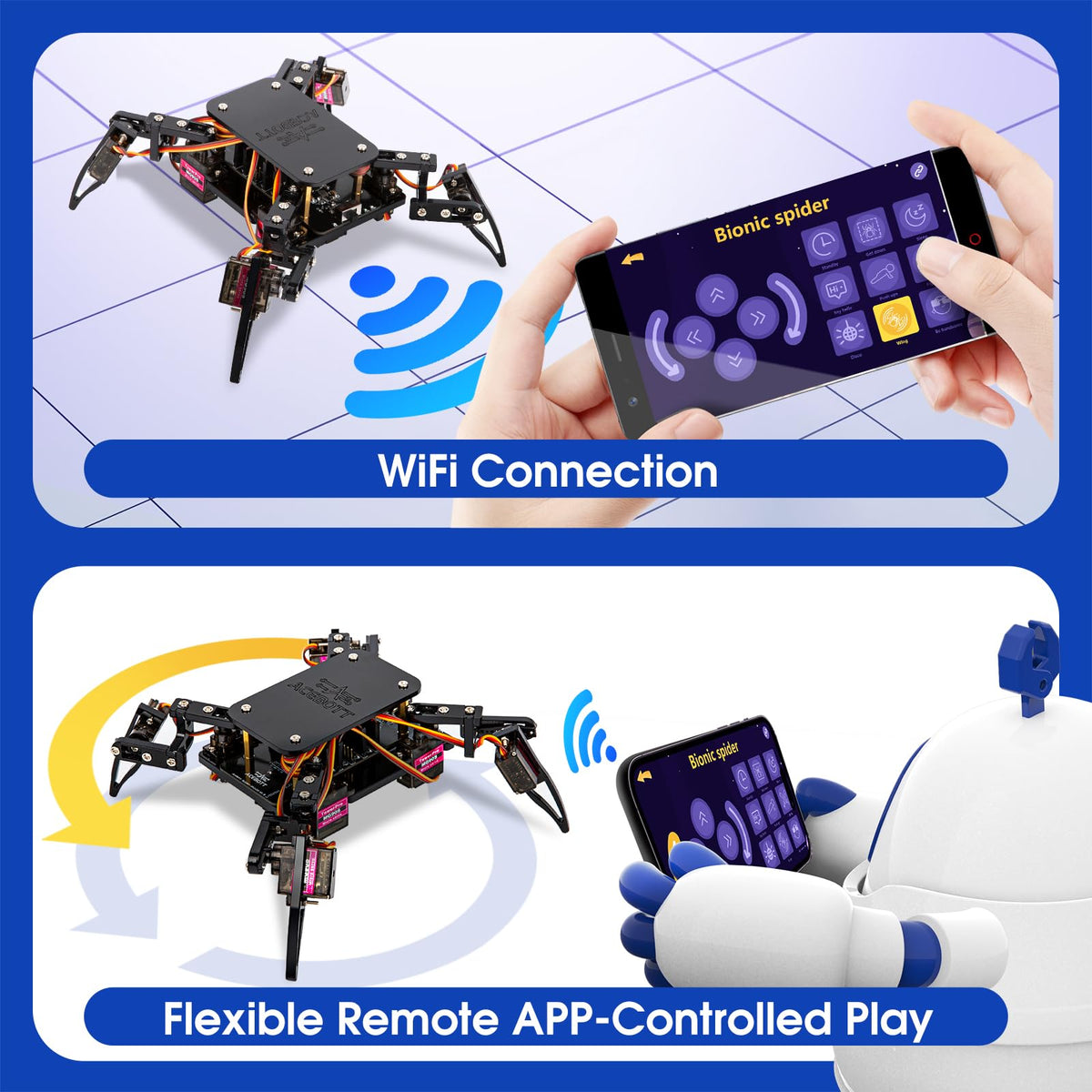 ACEBOTT spider robot with PDF guide enables step-by-step assembly.
