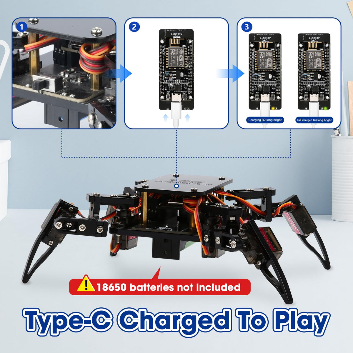 ACEBOTT rechargeable battery feature highlights durable power for longer play.