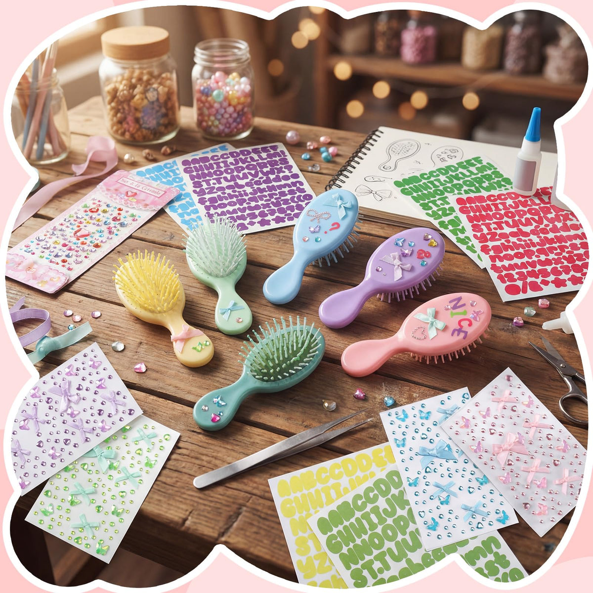 Acellegic diamond stickers add sparkle to DIY princess brushes and crafts.