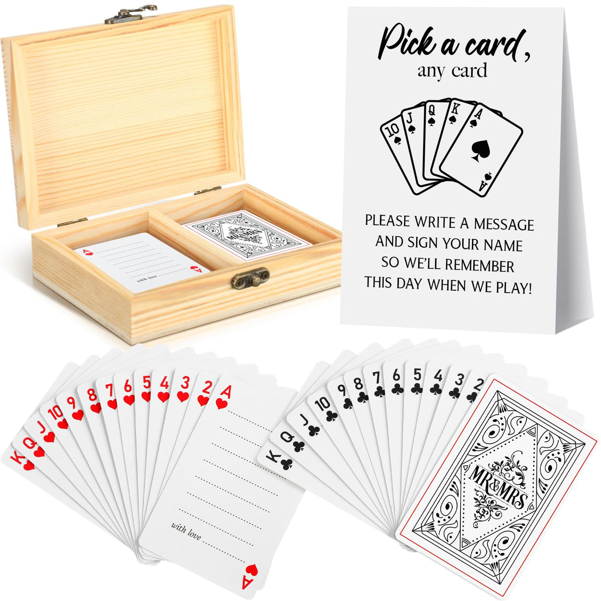 AceOrbit 57-pack guest book deck with 55 monogram cards for heartfelt messages