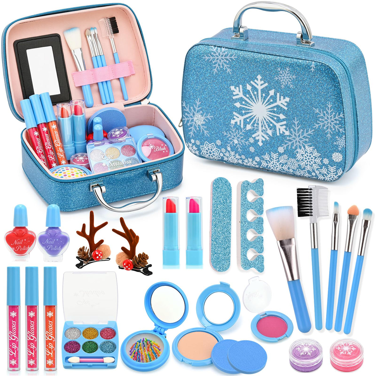 ACGASK Real Washable Makeup Kit case with mirror for safe pretend play at home