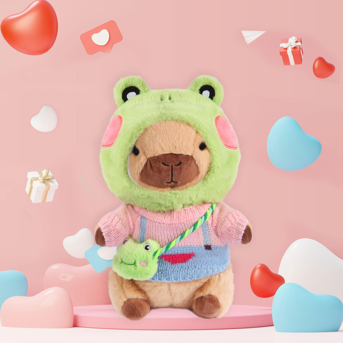 Acgtrick capybara plush with outfits, kids can mix outfits for creative storytelling.