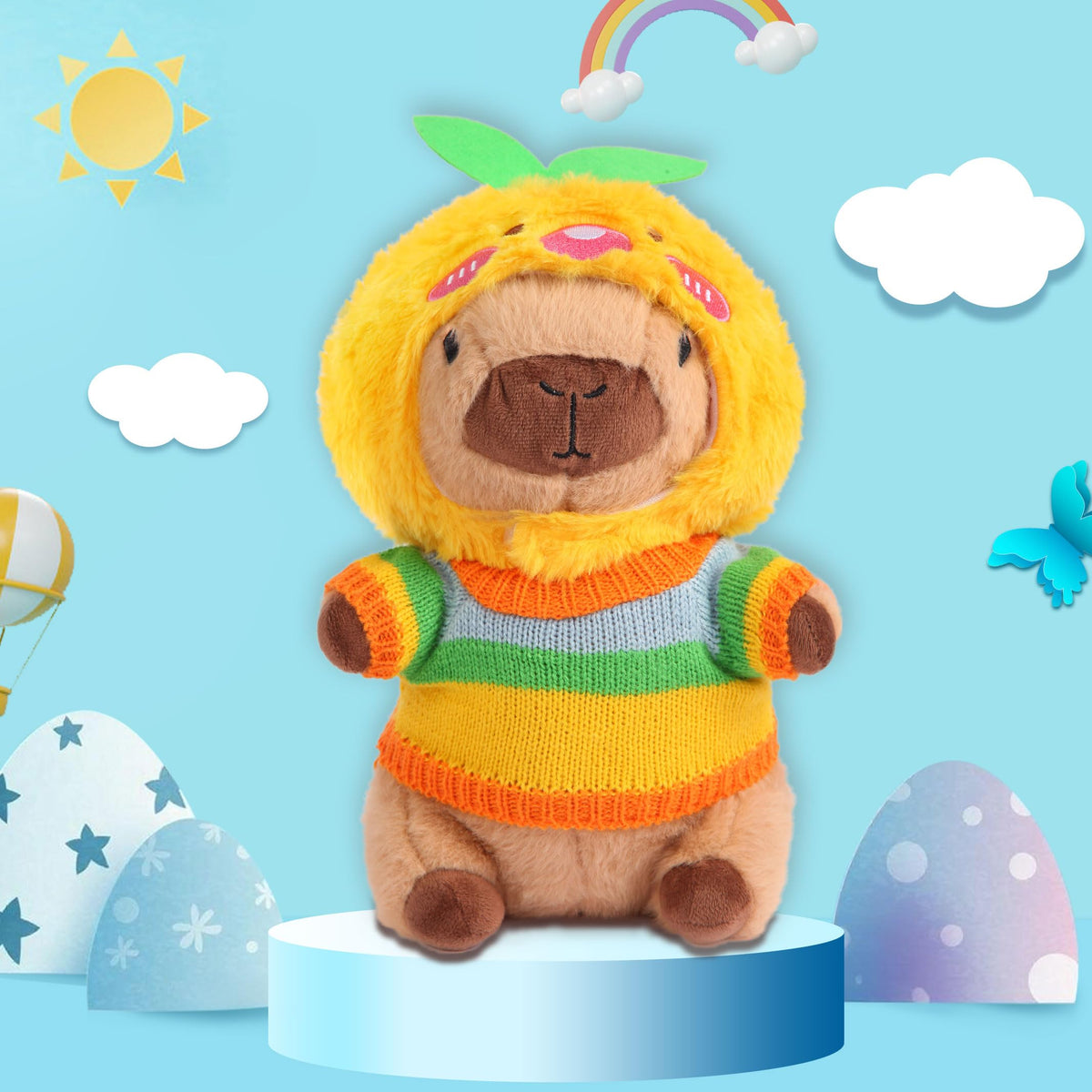 Soft fabric close-up highlighting skin-friendly plush filling for cozy cuddles.