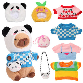 Acgtrick Capybara plush with 9-piece costume set for dress-up play.