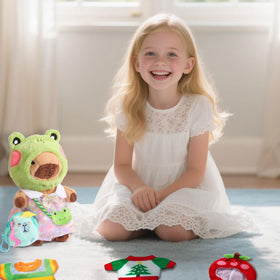 Acgtrick kawaii capybara plush set with nine pieces for dress-up fun.