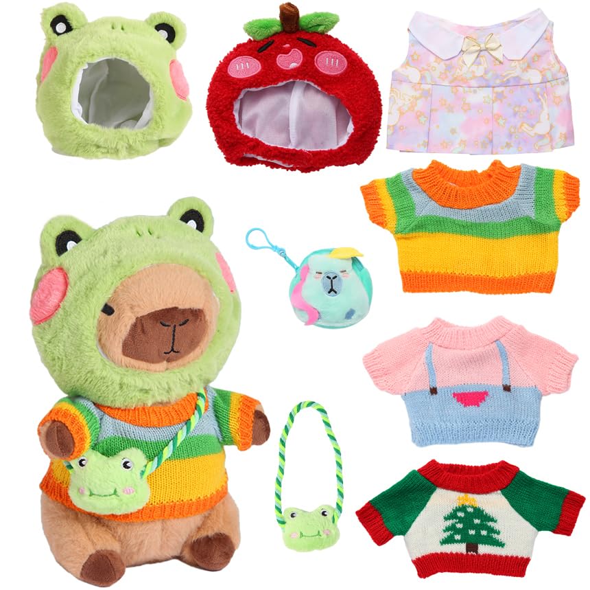 Acgtrick kawaii capybara plush with clothes, ideal for imaginative dress-up play.