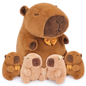 Achwishap Capybara Mommy plush, 16-inch cuddle pillow for cozy reading.