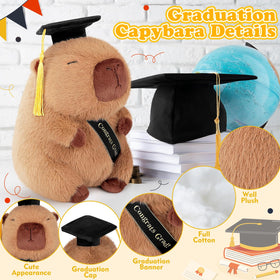 Achwishap Capybara plush with banner, perfect graduation keepsake and desk accent.