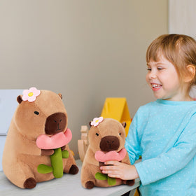 Achwishap capybara plush on sofa or desk adds kawaii charm