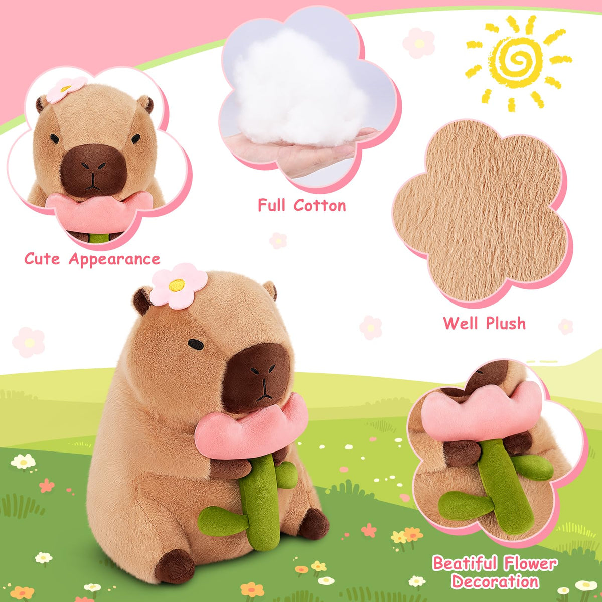 Achwishap capybara plush provides gentle stress-relief through plush comfort
