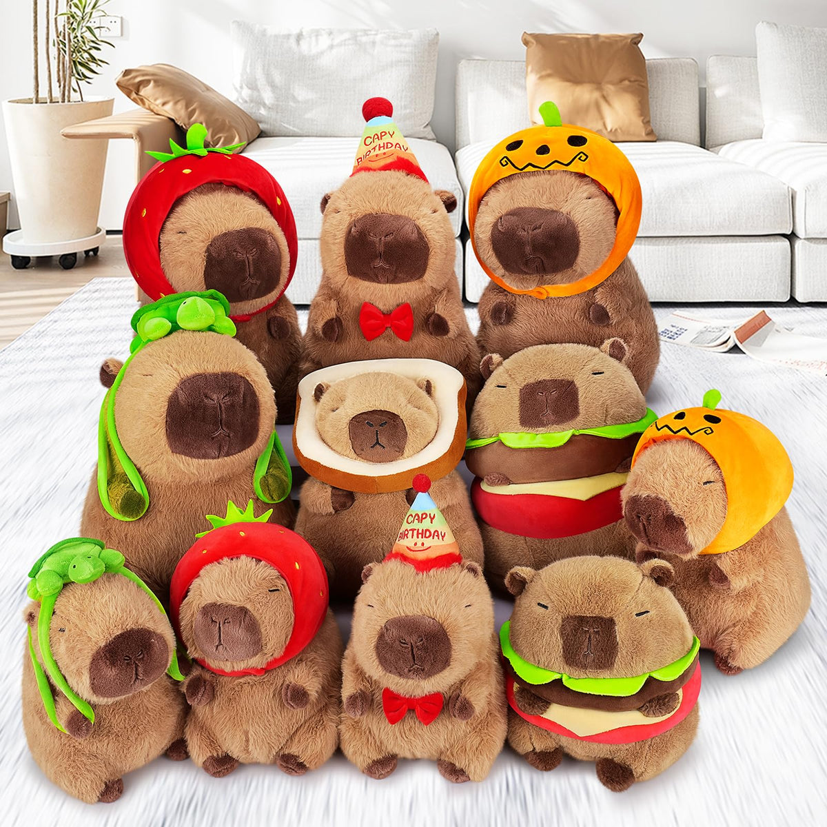 Achwishap Capybara plush vacuum-pack, recovers after opening.