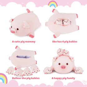 Achwishap pig family interior view showing zipper storage for babies