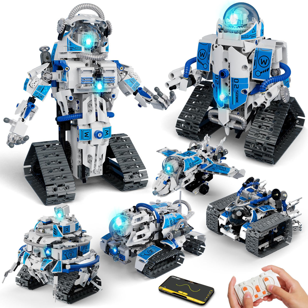 ACIKETO 6-in-1 space robot model for imaginative play and early engineering skills.