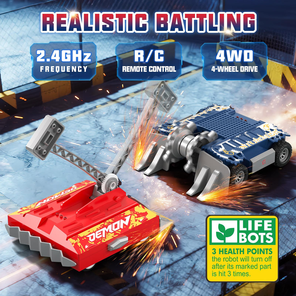 ACIKETO robot weapons razor drum action highlights fast, engaging battles.
