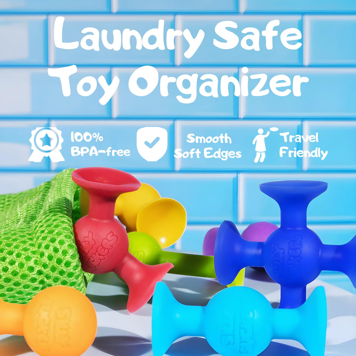 ACME CO Silly Suckers colorful suction-pieces in tub for imaginative building