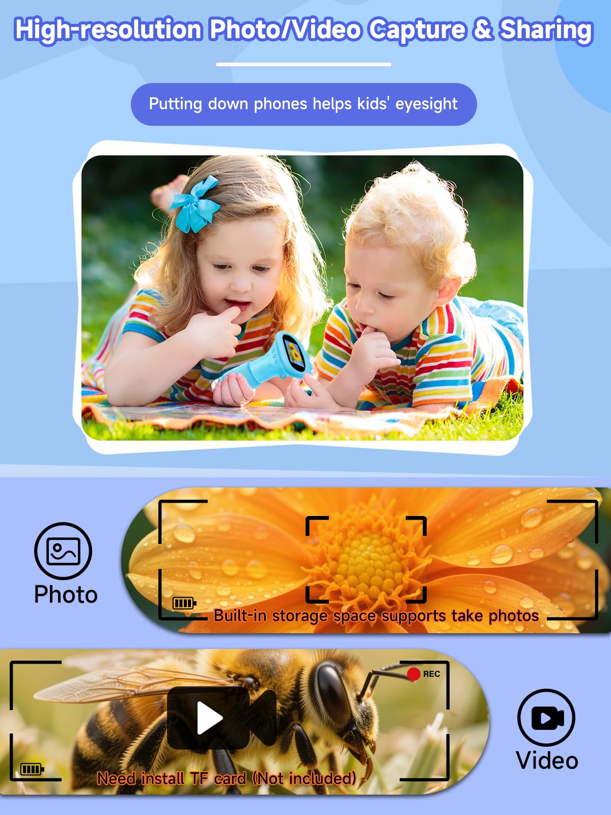 Acoath Kids Microscope focus wheel enabling sharp close-ups of textures