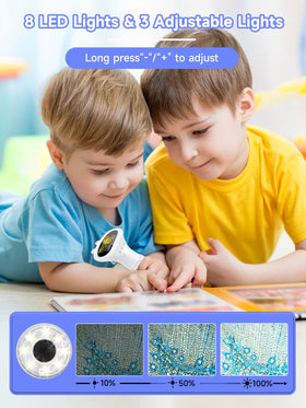 Acoath kids microscope's LED lights illuminate tiny features clearly.