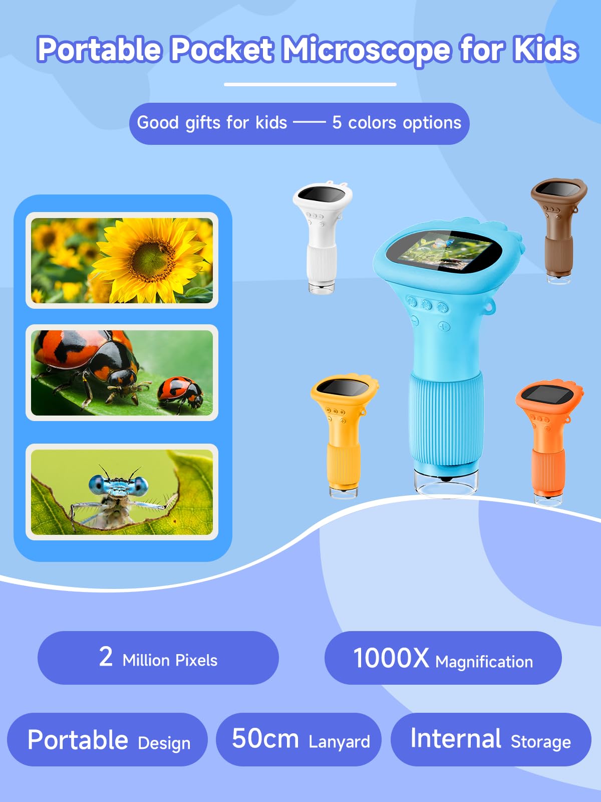 Acoath Kids Microscope with Type-C connectivity for real-time viewing on a computer