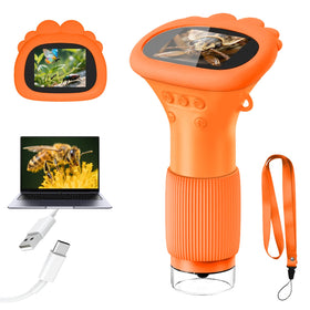 Acoath Microscope 2-inch screen view for crystal-clear kid-friendly exploration.