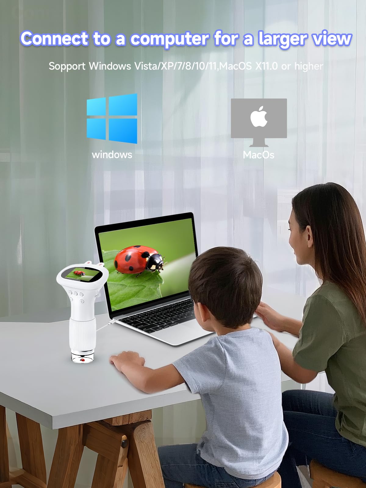 Acoath microscope supports memory card recording for videos of discoveries.