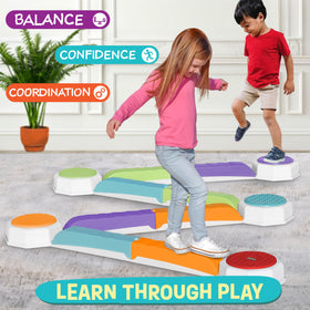 Acorn Avenue kid play obstacle course demonstrates practical balance challenges.