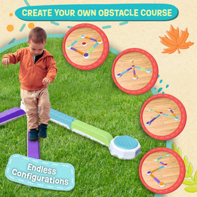 Acorn Avenue textured stepping stones provide tactile cues for balance development.