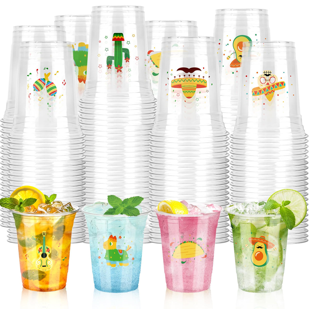 AcpopbM Fiesta cups with front patterns for festive beverages